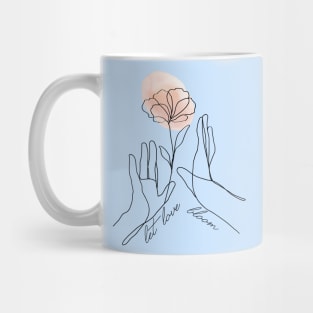 One line drawing of flower and hand Mug